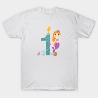 Cute little mermaid first birthday T-Shirt